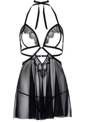 Пеньюар Leg Avenue Lace and mesh babydoll & panty Black S SO9163 фото
