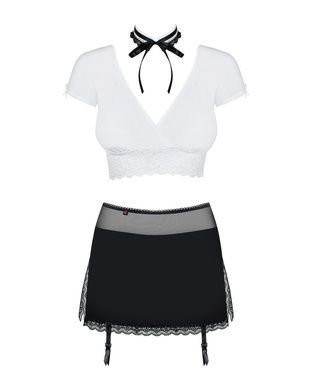 Еротичний костюм секретарки Obsessive Secretary suit 5pcs black L/XL, чорно-білий, топ, спідниця, ст SO7307 фото