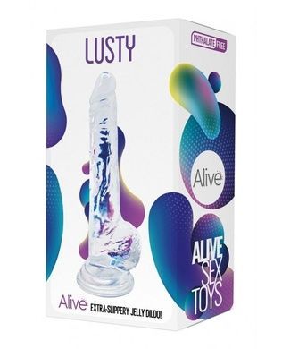 Прозрачный фаллоимитатор Alive Jelly Dildo Lusty, ТПЕ, присоска, диаметр 3,2см, длина 18см SO5553 фото