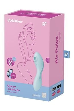 Вакуумный смарт-стимулятор с вибрацией Satisfyer Curvy Trinity 5 (Blue), управление со смартфона SO6726 фото