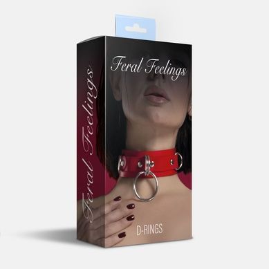 Ошейник для фиксации из натуральной кожи Feral Feelings - D-Rings Red SO9407 фото