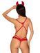 Еротичний костюм чортика зі стреп Obsessive Evilia teddy red L/XL, боді, чокер, накладки на соски, о SO7707 фото 2