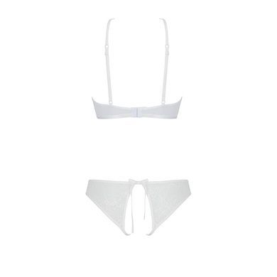 Комплект: бра, трусики с ажурным декором и открытым шагом URSULA SET L/XL, white SO5844 фото