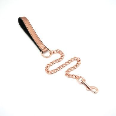 Широкий ошейник с поводком Liebe Seele Rose Gold Memory Collar with Leash, натуральная кожа SO9494 фото