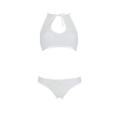 Комплект: бра, трусики с ажурным декором и открытым шагом URSULA SET L/XL, white SO5844 фото