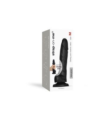 Реалистичный фаллоимитатор Strap-On-Me Sliding Skin Realistic Dildo Black M, эффект подвижной кожи SO6256 фото