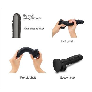 Реалистичный фаллоимитатор Strap-On-Me Sliding Skin Realistic Dildo Black M, эффект подвижной кожи SO6256 фото