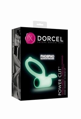 Ерекційне кільце Dorcel Power Clit White PHOSPHO з вібрацією, біле, світиться в темряві MD1397 фото
