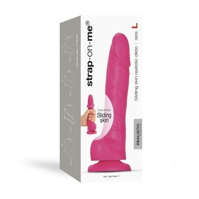 Реалістичний фалоімітатор Strap-On-Me Sliding Skin Realistic Dildo Fuchsia - L, ефект рухливої шкіри SO6257 фото