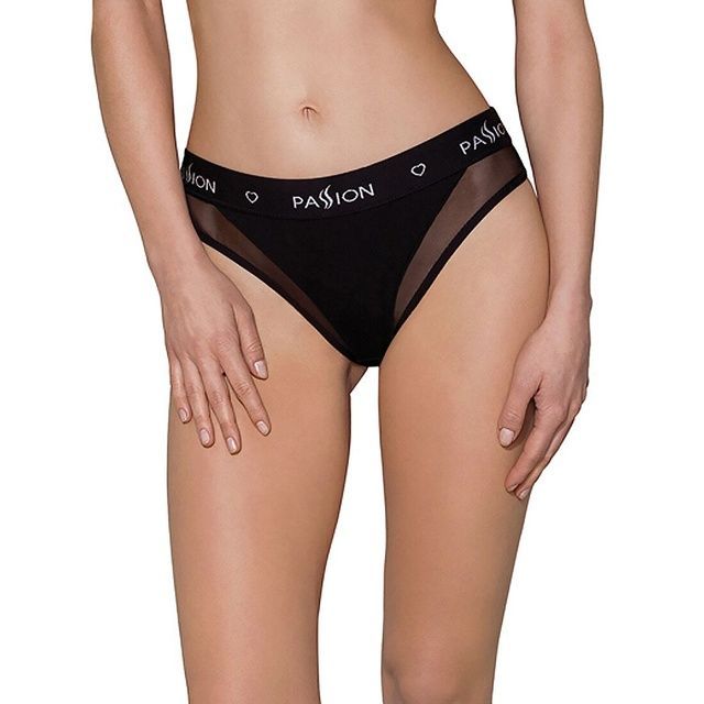 Трусики с прозрачной вставкой Passion PS002 PANTIES L, black SO4191 фото