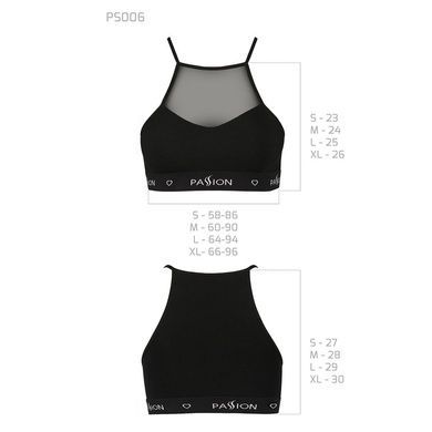 Спортивний топ з прозорою вставкою Passion PS006 TOP XL, black SO4242 фото