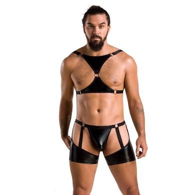 Комплект эротического мужского белья Passion 047 SET JOHN XXL/XXXL Black, трусы, портупея SO7614 фото