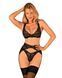 Комплект белья Obsessive Donna Dream 3-pcs set M/L Black, бюстгальтер, стринги, пояс для чулок SO8637 фото 1