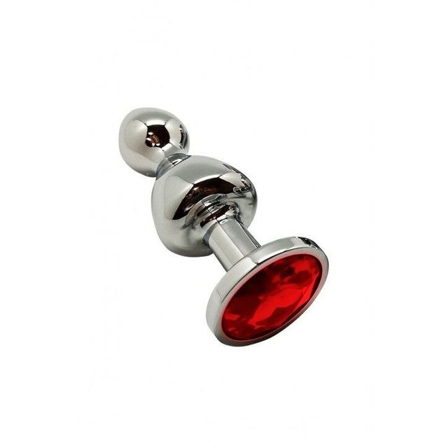 Металлическая анальная пробка Wooomy Lollypop Double Ball Metal Plug Red S диам. 2,8 см, длина 8,5см SO7416 фото