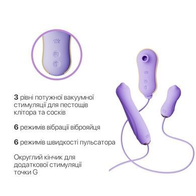Набор 3в1 Zalo &ndash; UNICORN Set Violet, виброяйцо, пульсатор, вакуумный стимулятор SO6688 фото