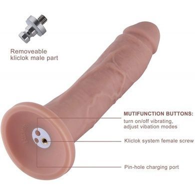 Фаллоимитатор 10.2&Prime; с вибрацией для секс-машин Hismith Silicone Dildo with Vibe, KlicLok, пульт ДУ SO6211 фото