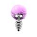 Металева анальна пробка Кролячий хвостик Alive Fluffy Twist Plug L Purple, діаметр 3,8 см SO6310 фото 1