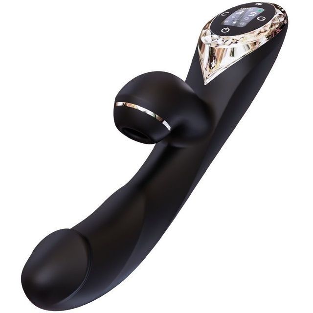 Вакуумный вибратор-кролик с подогревом KISTOY A-King Pro Black, с LED-экраном SO4080 фото