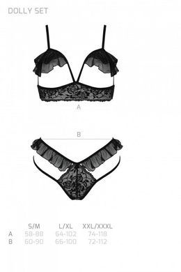 Комплект DOLLY SET WITH OPEN BRA black XXL/XXXL Passion SO9706 фото