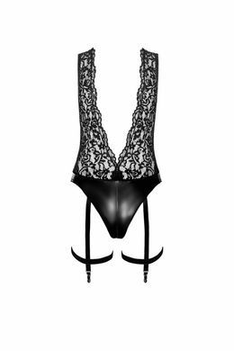 Боди Noir Handmade F297 Libido, XL, черное, кружево, низ под латекс, открытый доступ, гартеры SX0222 фото