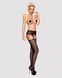 Сітчасті панчохи-стокінги з мереживним поясом Obsessive Garter stockings S307 XL/X, чорні, імітація SO7271 фото 3