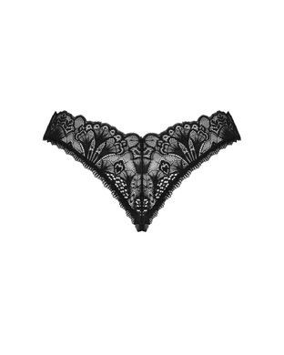 Мереживні стрінги Obsessive Donna Dream crotchless thong XL/2XL Black, відкритий доступ SO8644 фото