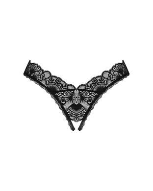 Мереживні стрінги Obsessive Donna Dream crotchless thong XL/2XL Black, відкритий доступ SO8644 фото