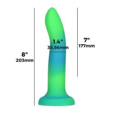 Светящийся в темноте фаллоимитатор ADDICTION Rave 8&Prime; Glow in the Dark Dildo Blue Green, 20,3 см SO6849 фото