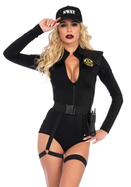 Костюм эротического спецназа Leg Avenue SWAT Team Babe M, боди, пояс, подвязки, игрушечная рация, ке SO8545 фото