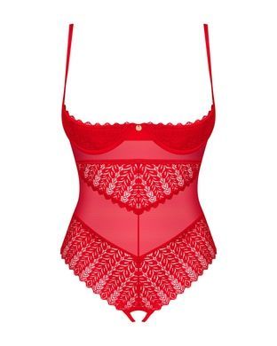 Боди с доступом Obsessive Ingridia crotchless teddy M/L, красное, открытая грудь SO9026 фото