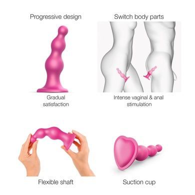 Насадка для страпона Strap-On-Me Dildo Plug Beads Framboise Metallic XXL SO8990 фото