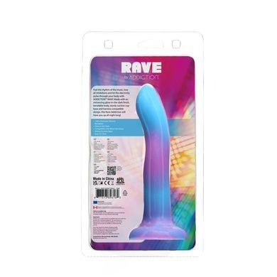 Светящийся в темноте фаллоимитатор ADDICTION Rave 8&Prime; Glow in the Dark Dildo Blue Purple, 20,3 см SO6851 фото