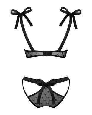 (SALE) Полупрозрачный эротический комплект Obsessive Obsessivia 2pcs set black L/XL, бюстгальтер и трусики, SO7298 фото