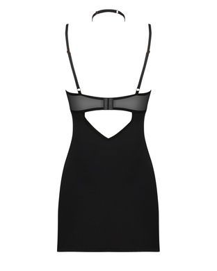 Сорочка Obsessive Selinne chemise & thong XS/S Black, стрінги, подвійні бретелі SO8670 фото