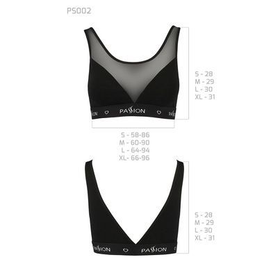 Топ з прозорою вставкою Passion PS002 TOP XL, black SO4202 фото