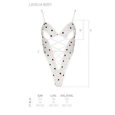 Еротичний боді з малюнком Passion LOVELIA BODY L/XL, white SO4756 фото