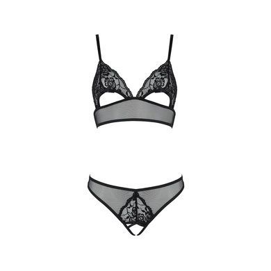 Комплект из браллета с ажурным лифом и открытыми трусиками Passion CHRISTA SET Open Bra S/M black SO5760 фото