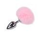 Металева анальна пробка Кролячий хвостик Alive Fluffy Plug L Pink, діаметр 3,9 см SO6319 фото 1