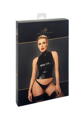 Топ Noir Handmade F324 Glam wetlook top with vinyl corset - L SX0377 фото