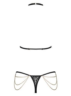 Комплект с цепочками Obsessive Pantheria 2-pcs set black L/XL, бюстгальтер, трусики SO7876 фото
