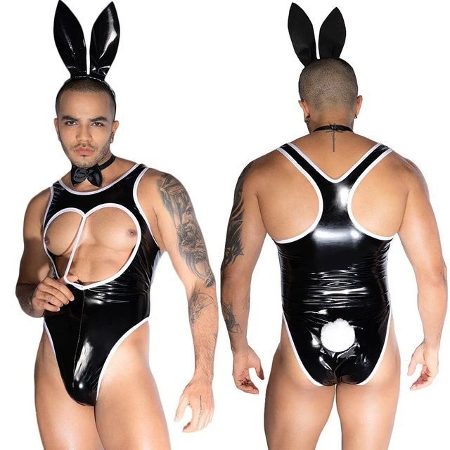 Мужской костюм зайчика JSY &laquo;Неутомимый Мэт&raquo; One Size, боди, бабочка, ушки SX0426 фото