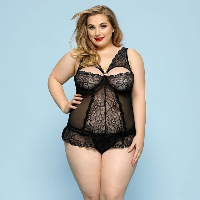 Сексуальний комплект білизни JSY &laquo;Скромниця Брук&raquo; Plus Size, Black, мереживо, корсет, стрінги SO8380 фото