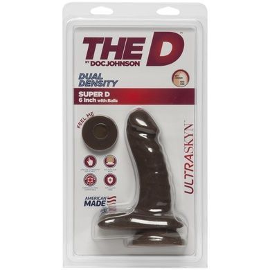 Фалоімітатор Doc Johnson The D - Super D - 6 Inch With Balls - ULTRASKYN - Chocolate, діаметр 3,8 см SO3497 фото