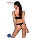 Комплект из эко-кожи с люверсами и ремешками Passion MALWIA BIKINI S/M, black, бра и трусики SO5763 фото 2