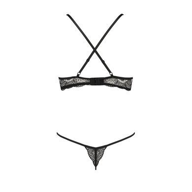 Комплект белья Passion Exclusive QUENTRIS BIKINI L/XL, black, стринги и полуоткрытый лиф PS26601 фото