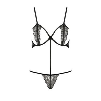 Комплект белья Passion Exclusive QUENTRIS BIKINI L/XL, black, стринги и полуоткрытый лиф PS26601 фото