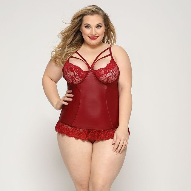 Сексуальний корсет зі стрепами JSY &laquo;Гаряча Тейлор&raquo; Plus Size, Red, мереживо, стрінги SO8382 фото