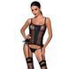 Сітчастий корсет з люверсами та знімними пажами Passion MALWIA CORSET L/XL black, екошкіра, стрінги SO5765 фото 1