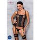 Сітчастий корсет з люверсами та знімними пажами Passion MALWIA CORSET L/XL black, екошкіра, стрінги SO5765 фото 3