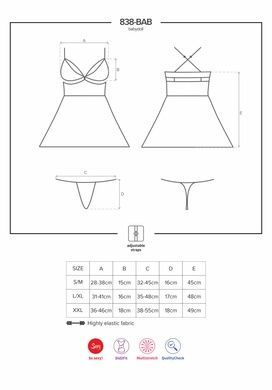 (SALE) Эротический кружевной комплект с сеточкой Obsessive 838-BAB-1 babydoll & thong black S/M, черный, пе SO7181 фото